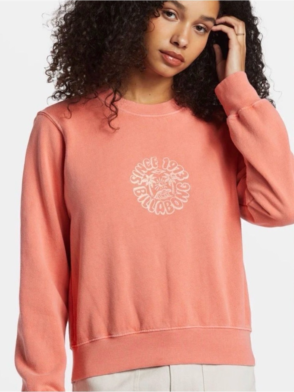 Vintage Billabong Paradise Coral Crewneck Pullover with White Logo Size Med BNWT